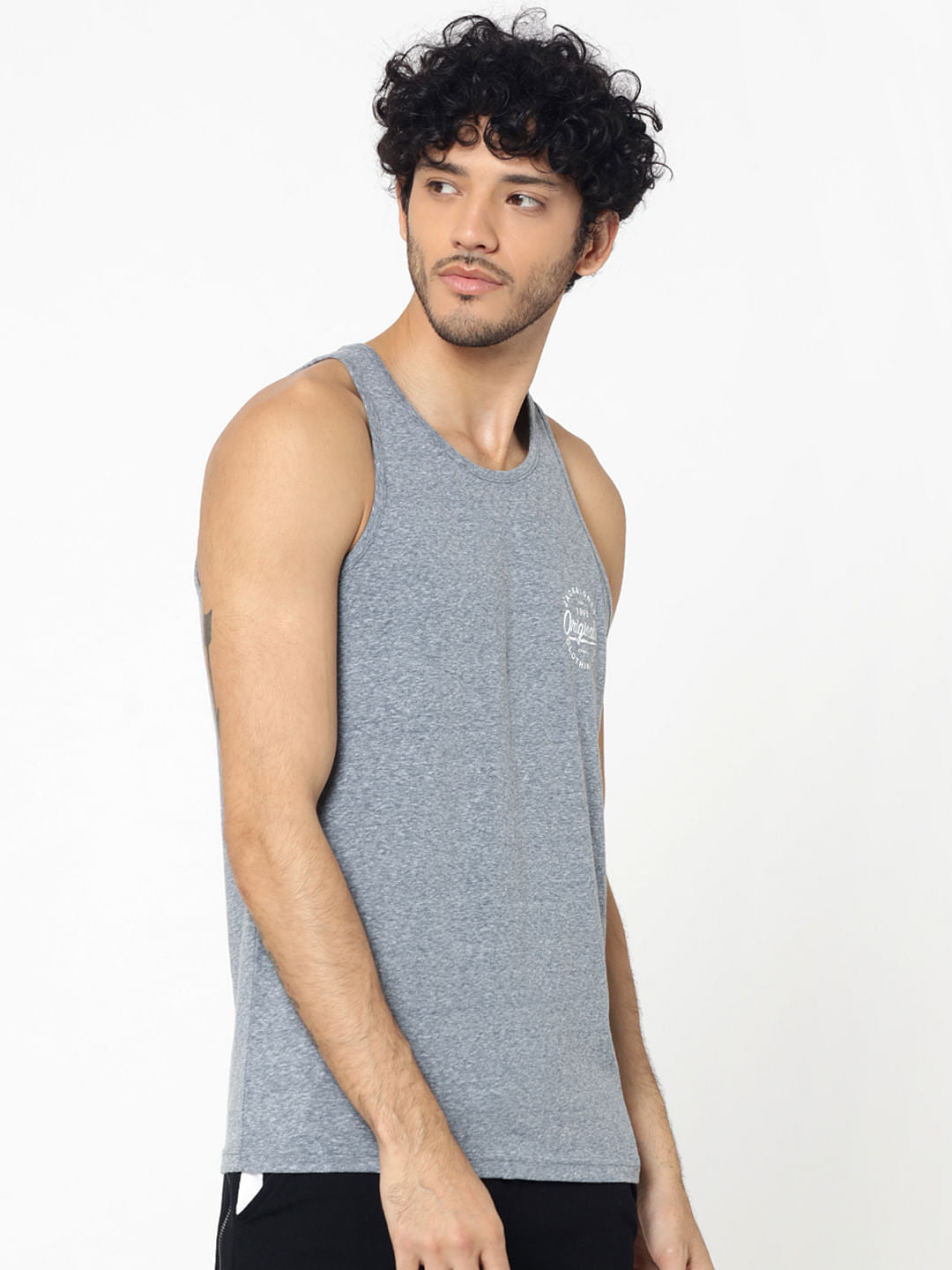 Blue Logo Print Tank Top