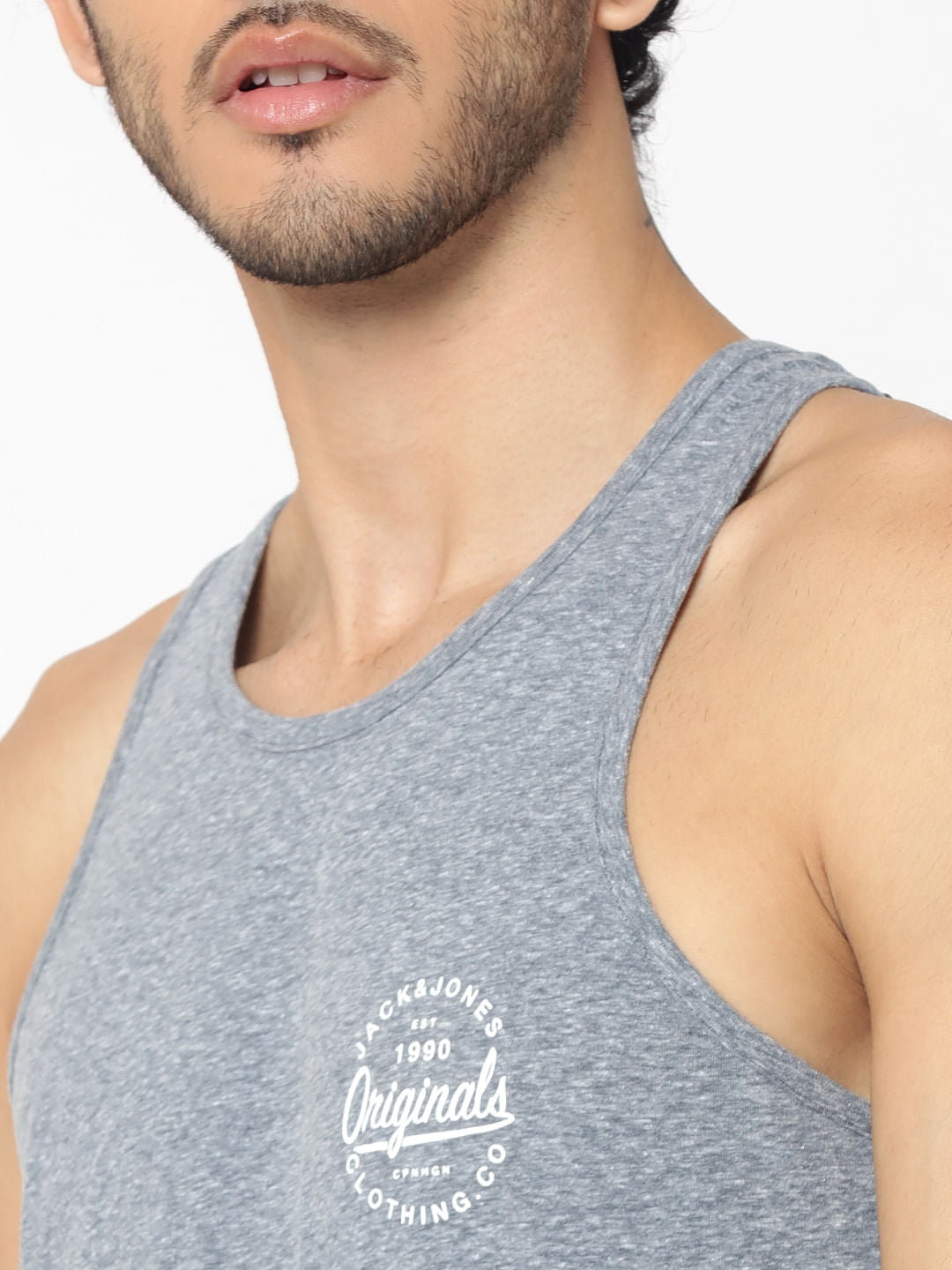 Blue Logo Print Tank Top