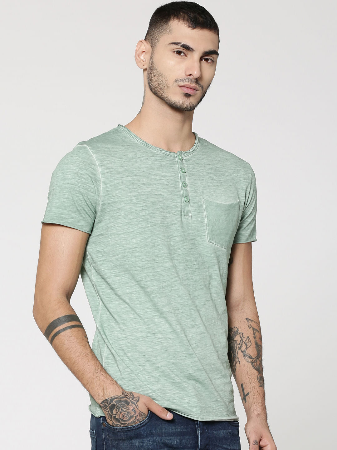 Light Green Henley T-Shirt