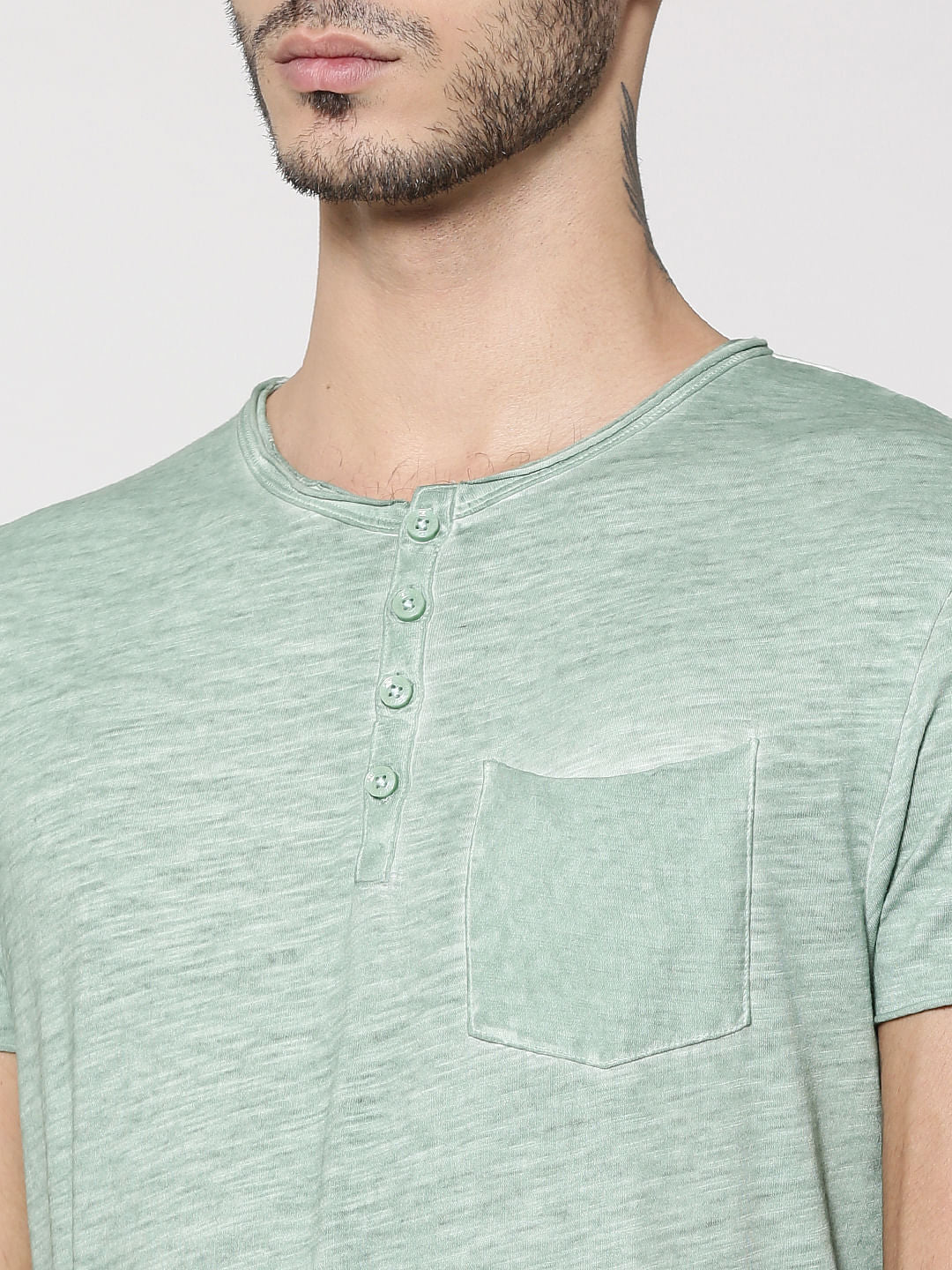 Light Green Henley T-Shirt