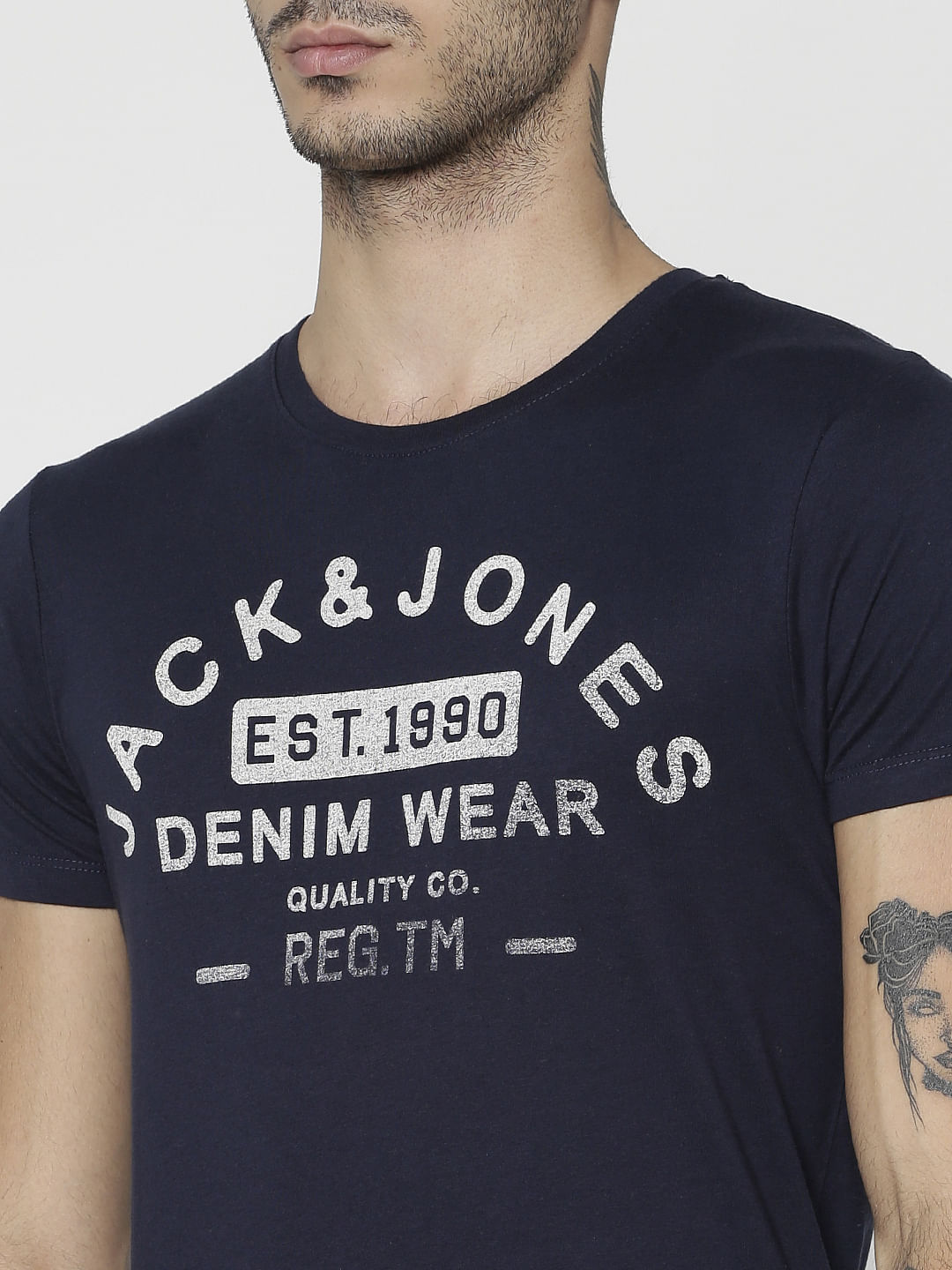 Navy Blue Slim Fit Crew Neck T-Shirt