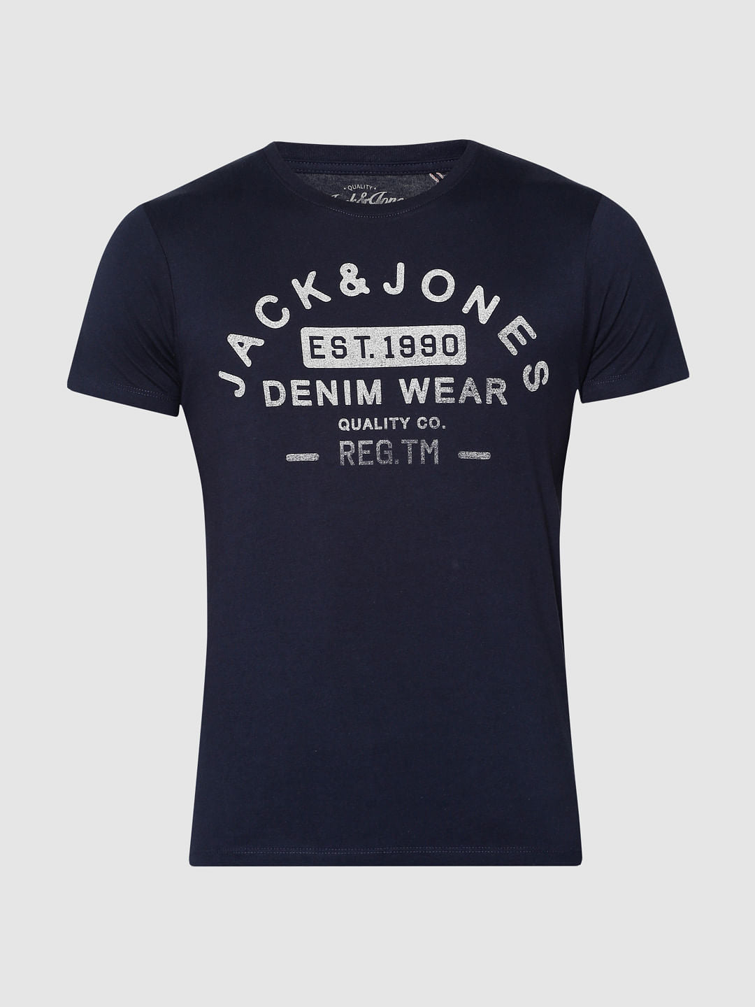 Navy Blue Slim Fit Crew Neck T-Shirt