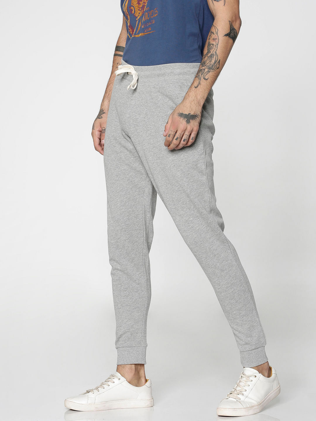 Light Grey Drawstring Low Rise Slim Fit Sweatpants