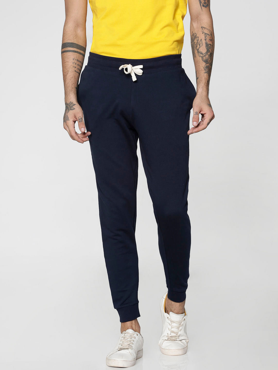 Blue Drawstring Low Rise Slim Fit Sweatpants
