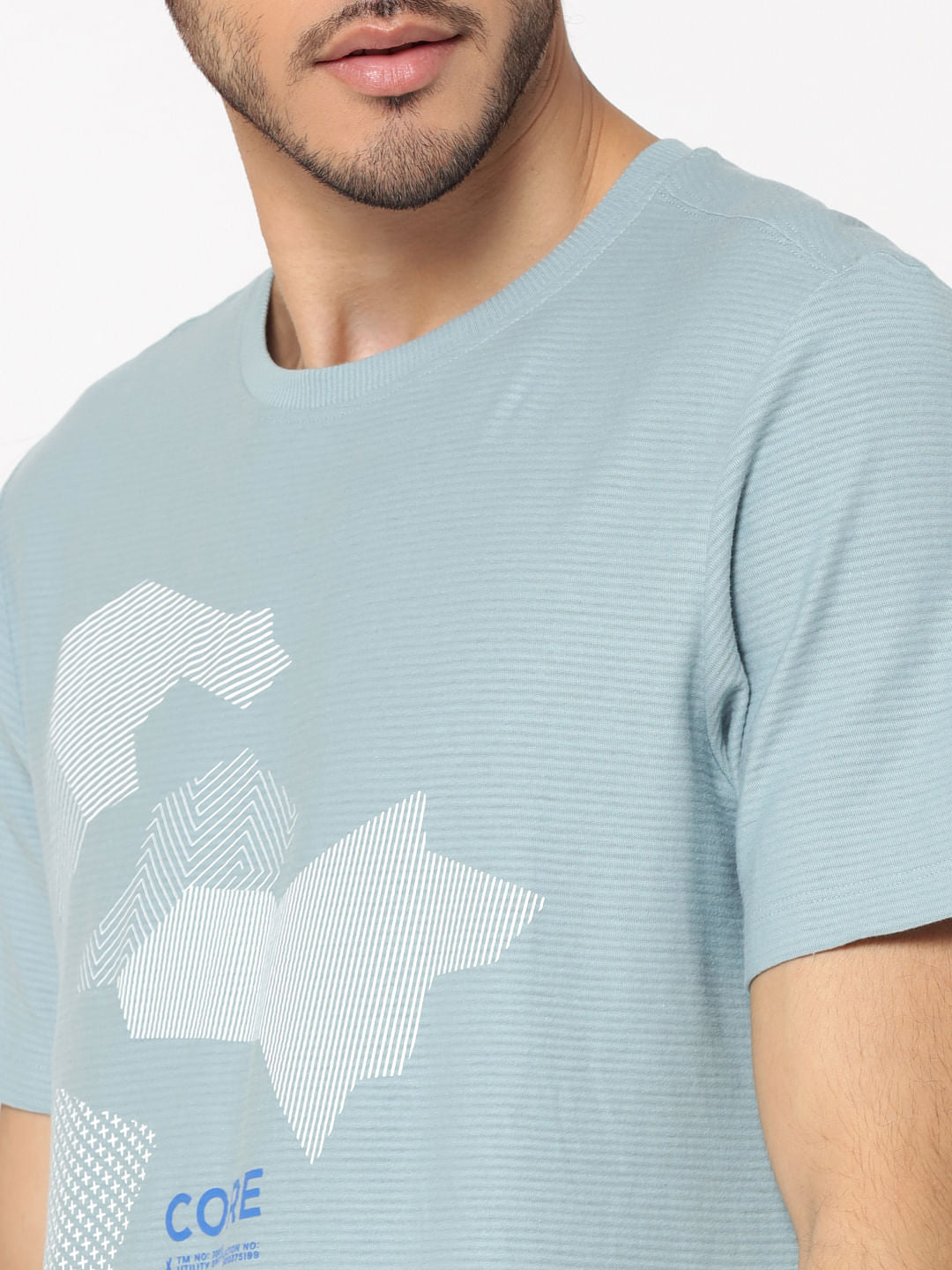 Light Blue Graphic Print Crew Neck T-Shirt
