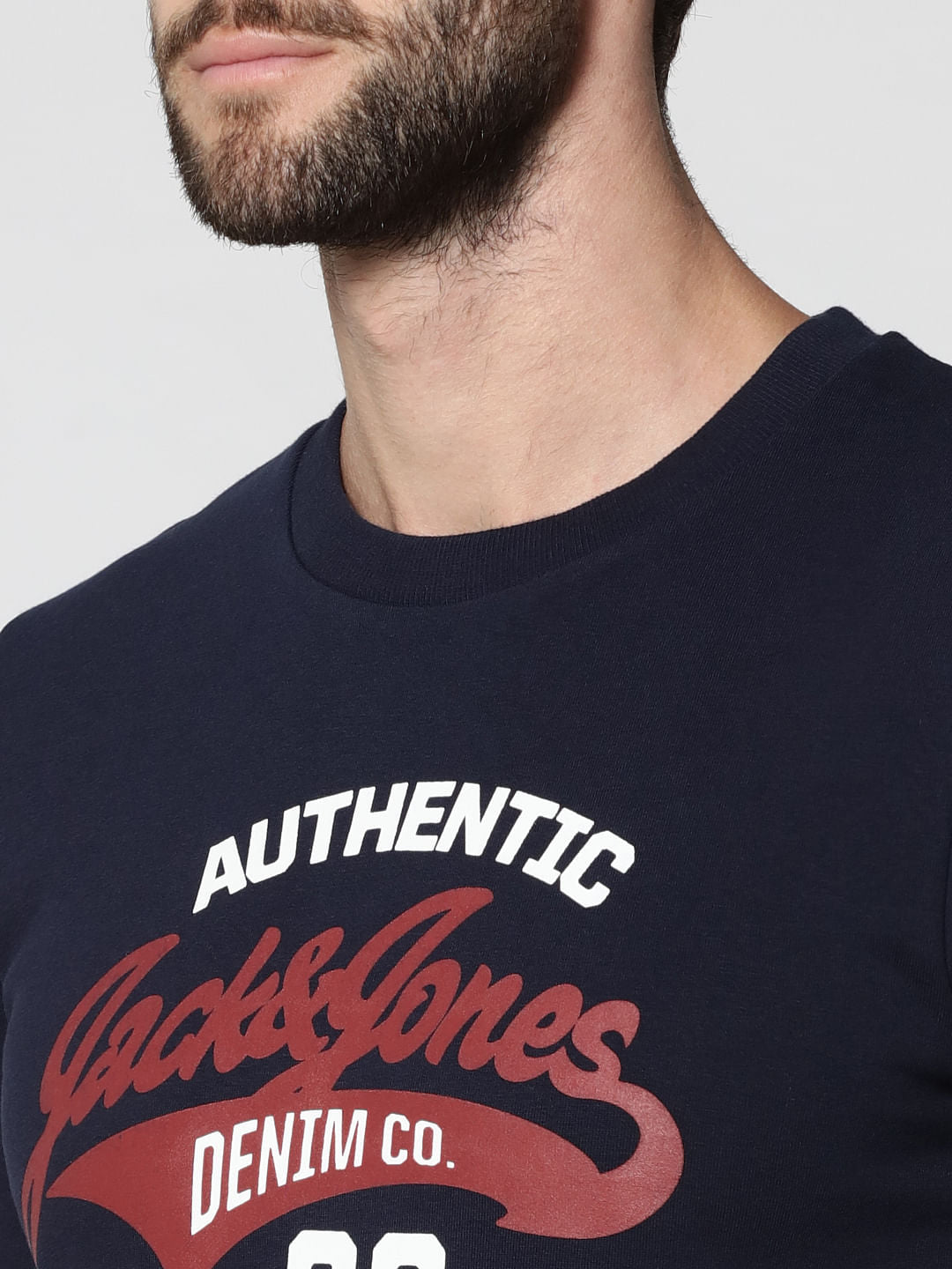 Dark Blue Graphic Print Crew Neck Sweatshirt