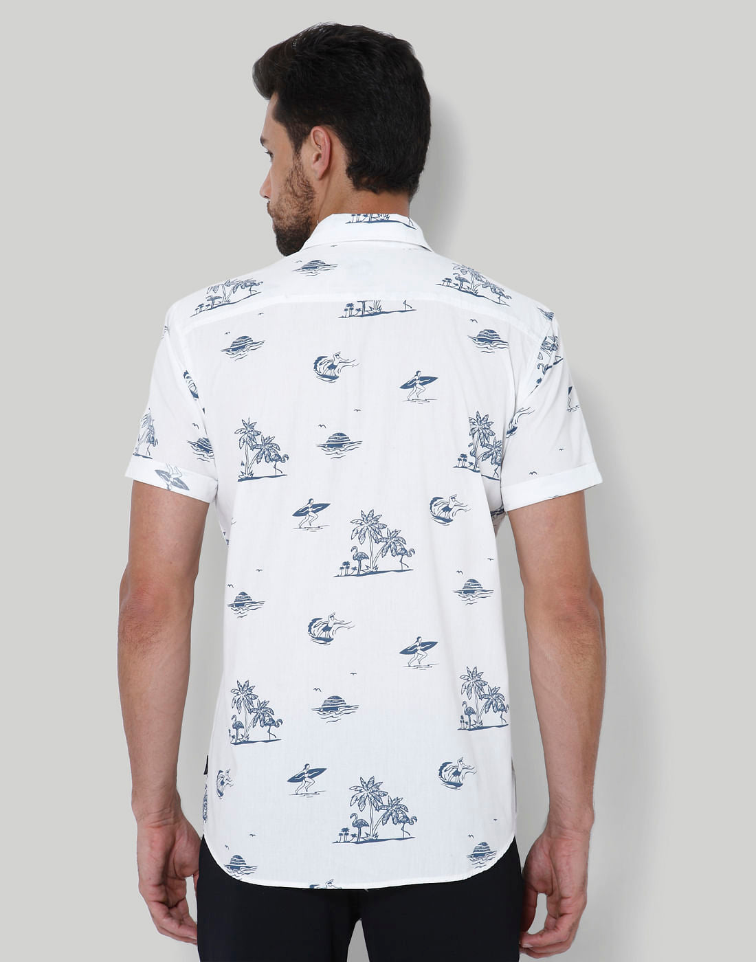 Blue Palm Tree Print Shirt