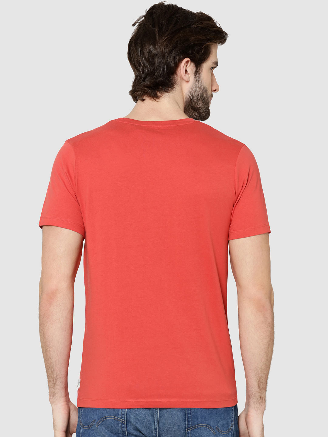 Red Text Print Crew Neck T-Shirt