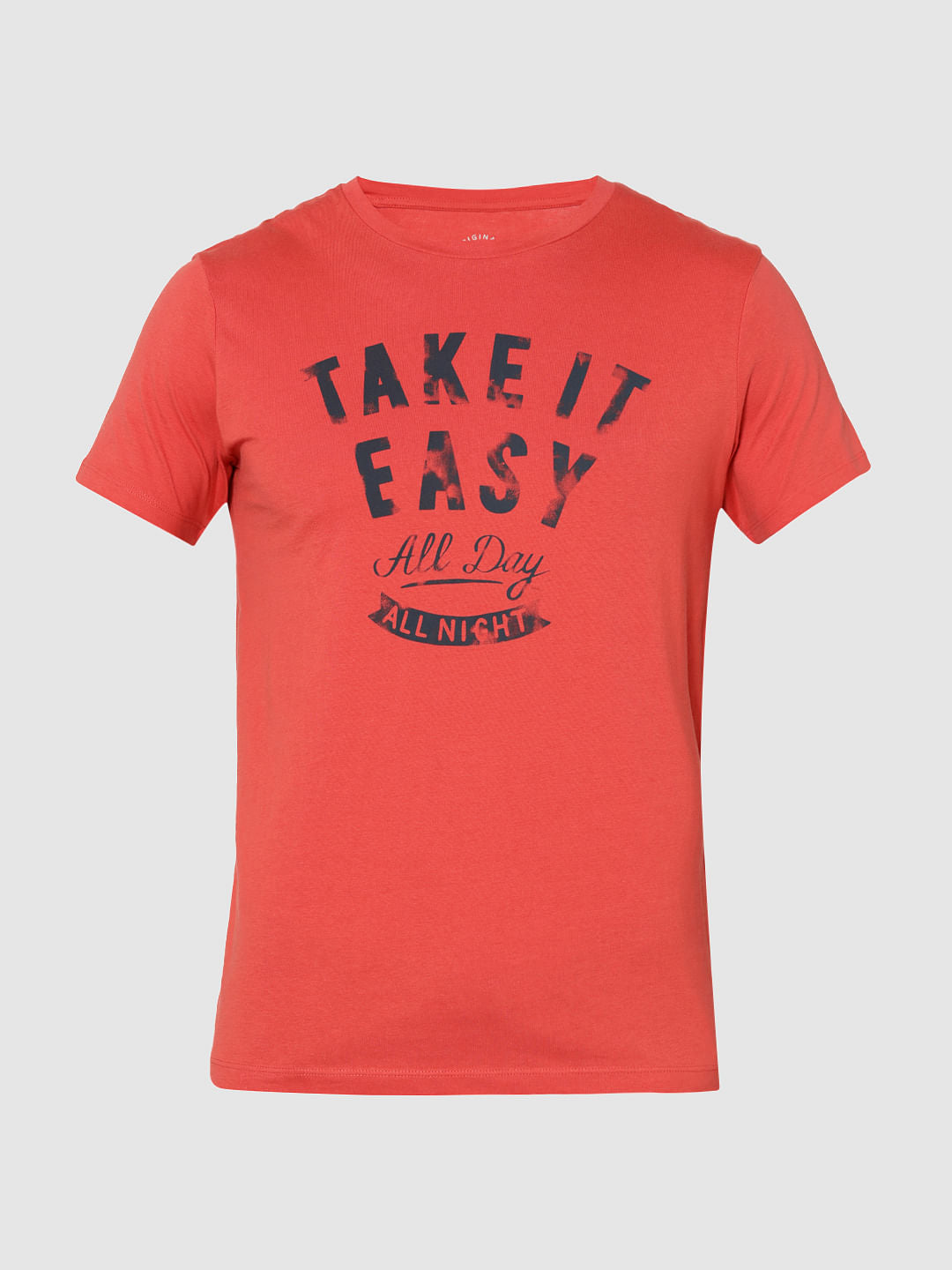 Red Text Print Crew Neck T-Shirt