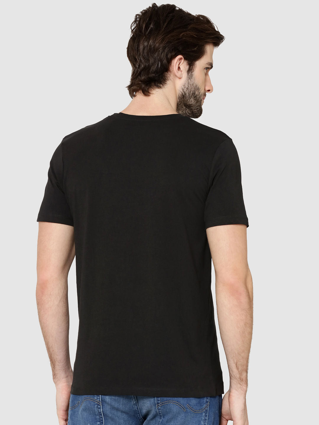 Black Text Crew Neck T-Shirt