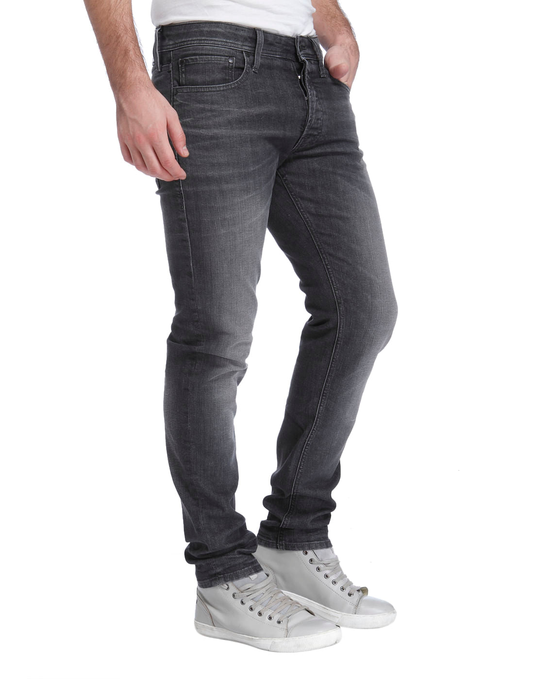 Grey Mid Rise Relaxed Fit Jeans