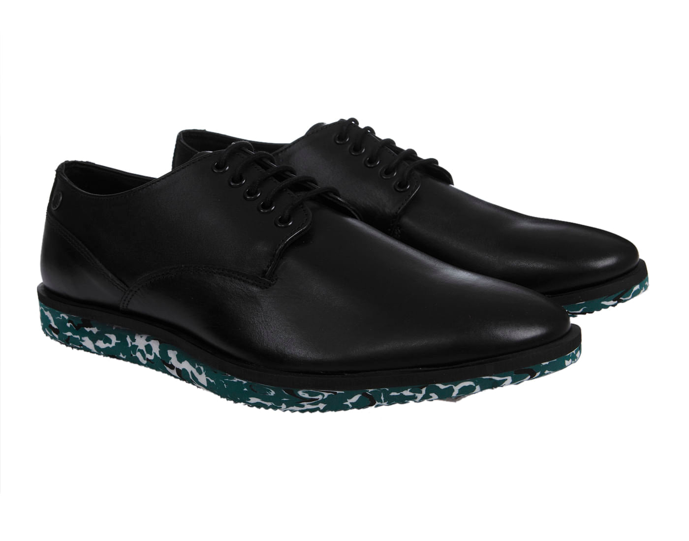 Black Camo Leather Derby Shoes