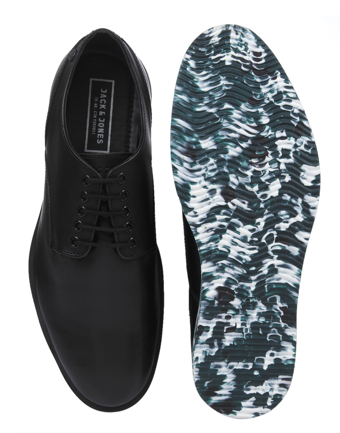 Black Camo Leather Derby Shoes