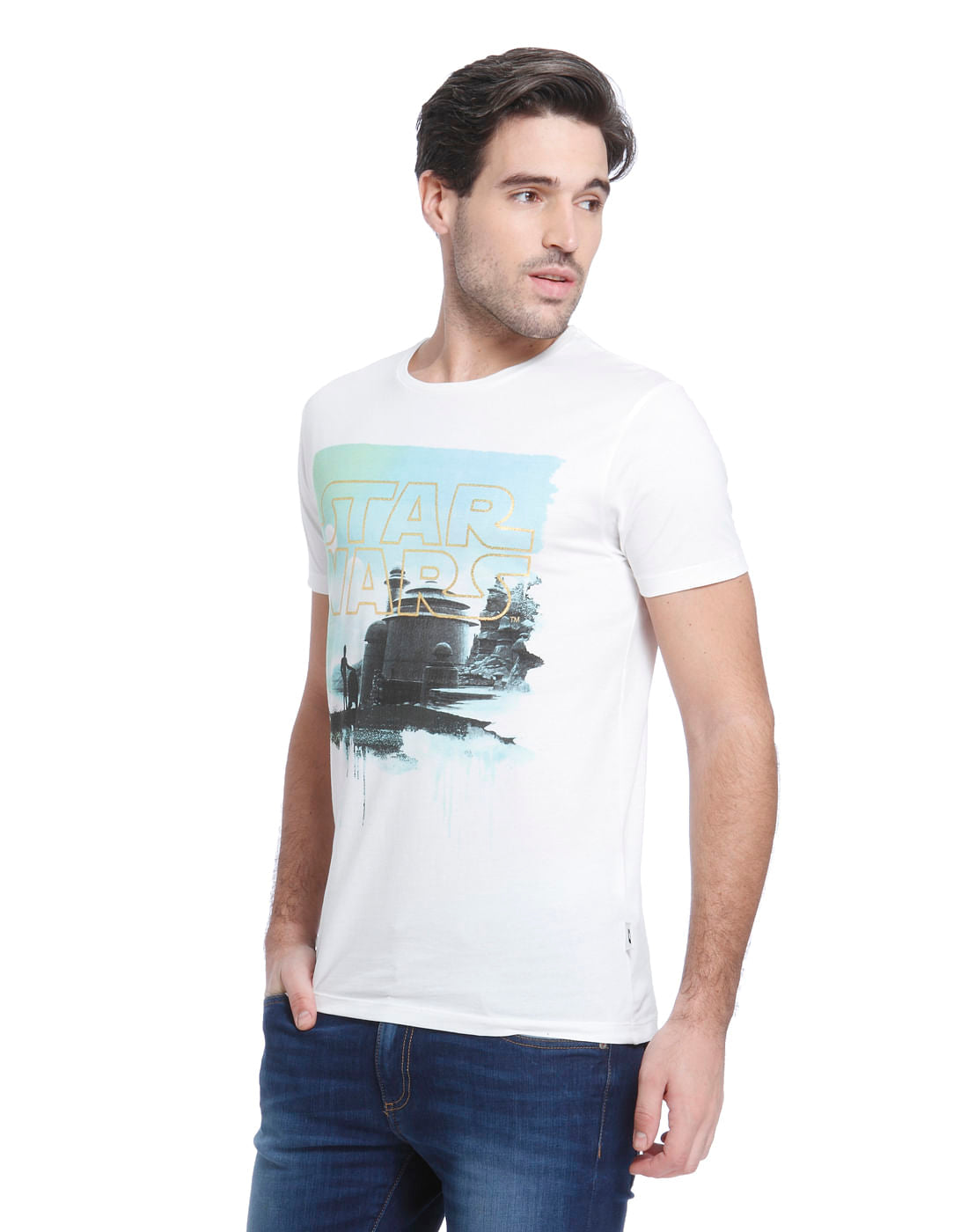 Star Wars White Graphic Print Crew Neck T-Shirt