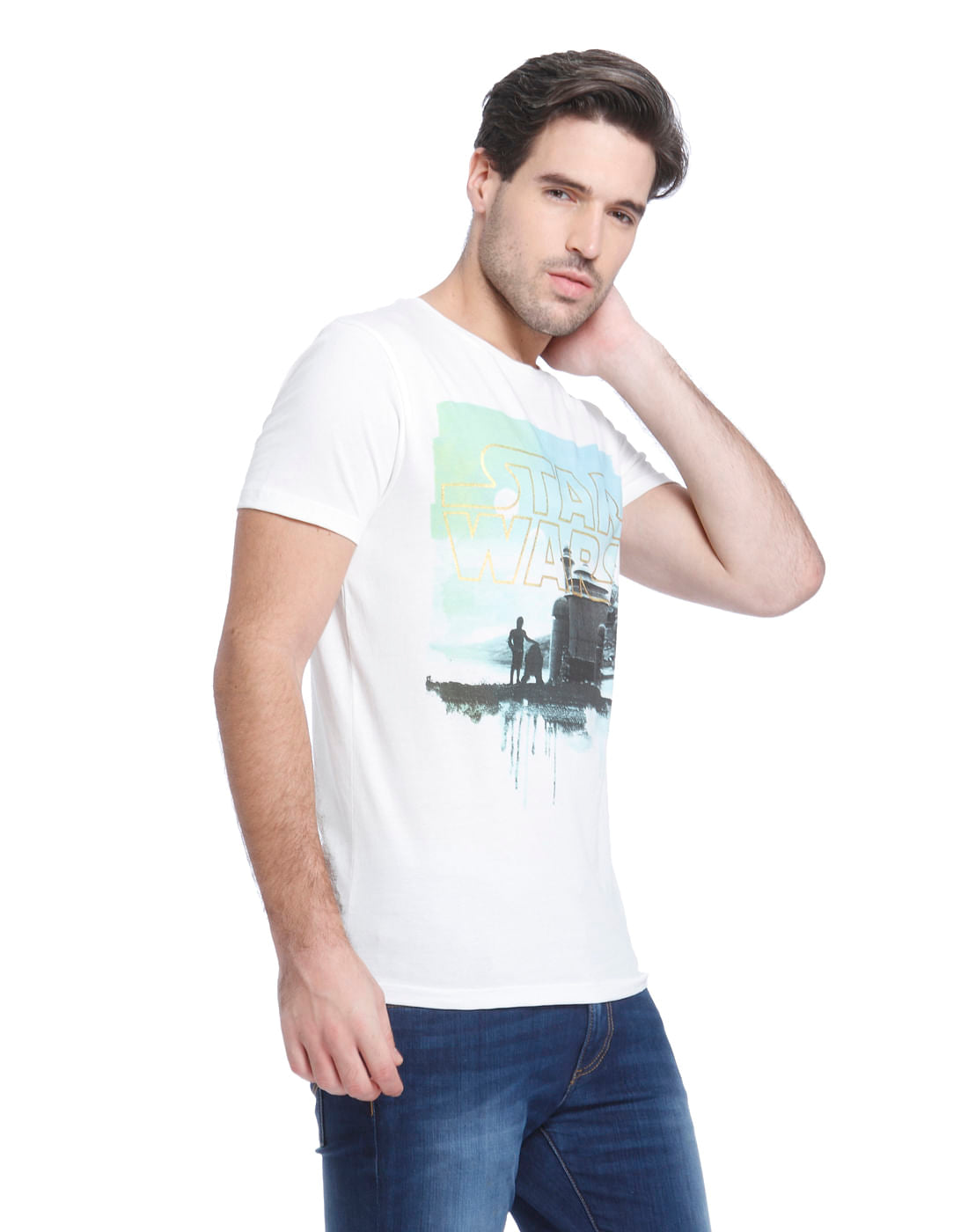 Star Wars White Graphic Print Crew Neck T-Shirt