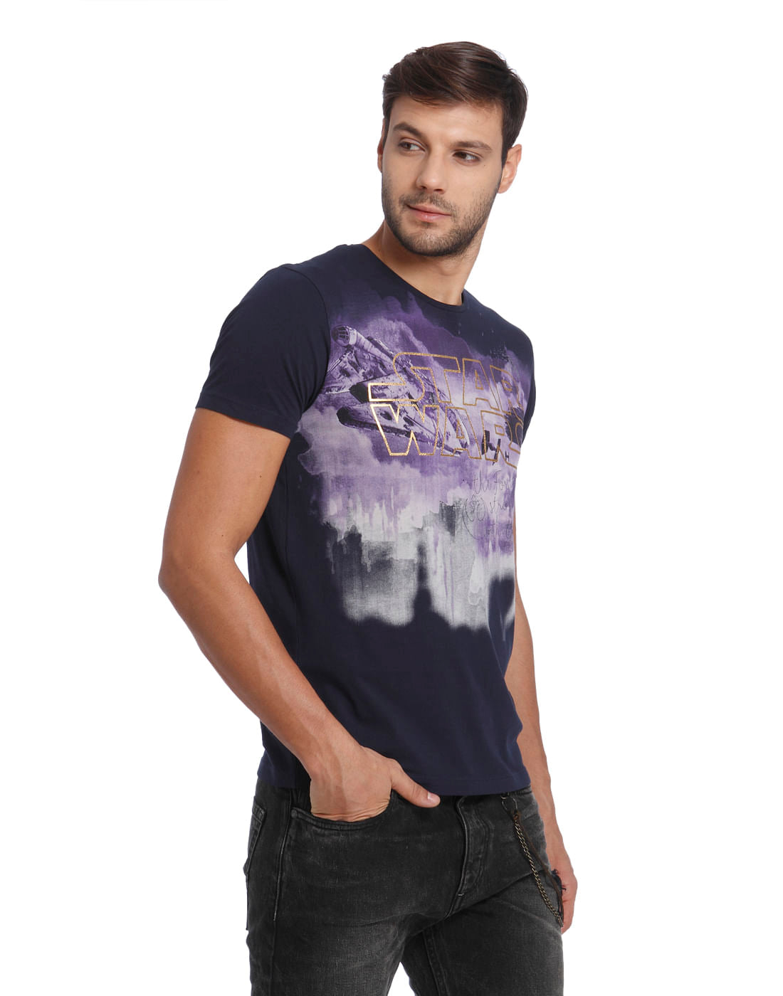Star Wars Dark Blue Star Wars Print Crew Neck T-Shirt
