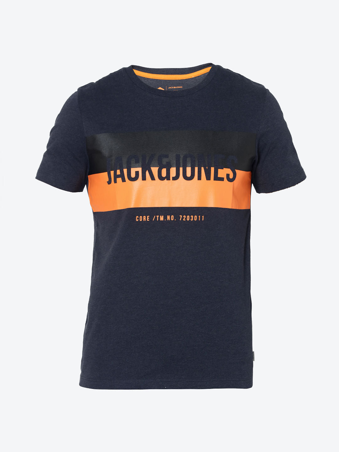 Blue Logo Print Crew Neck T-Shirt