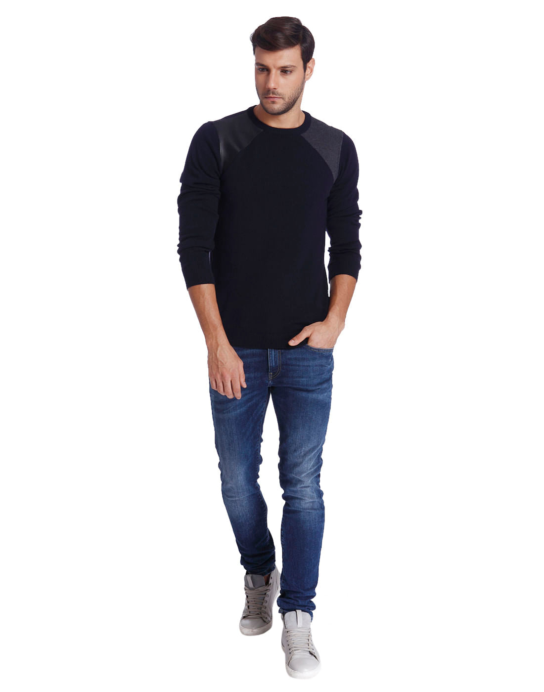Dark Blue Regular Fit Pullover