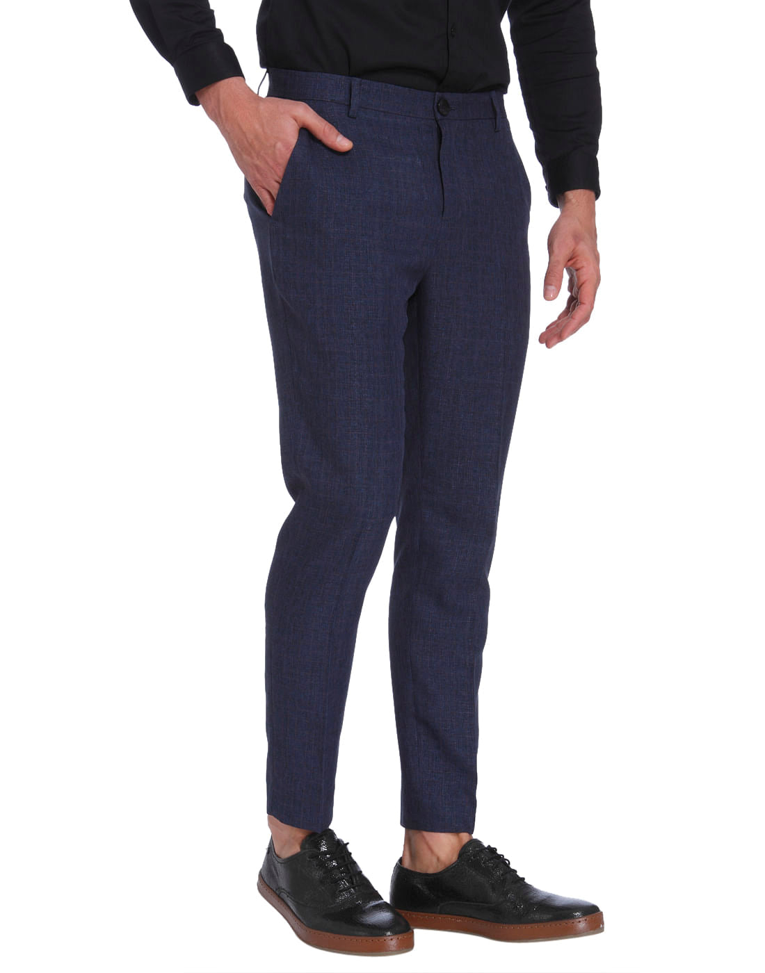 Blue Check Slim Fit Trousers