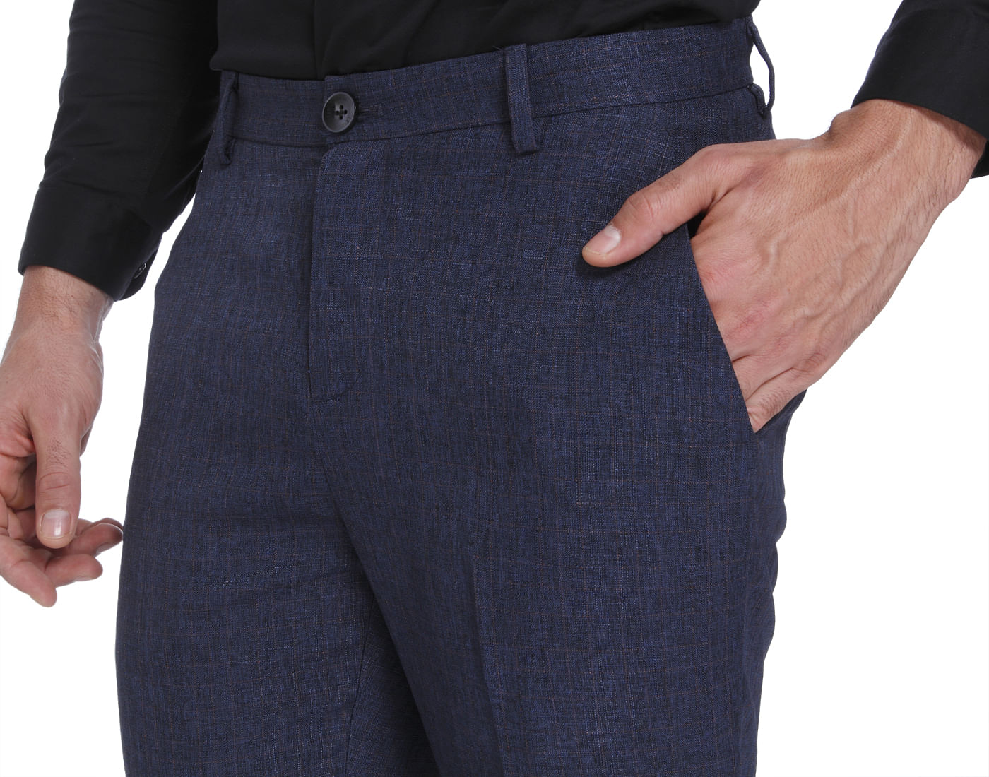 Blue Check Slim Fit Trousers