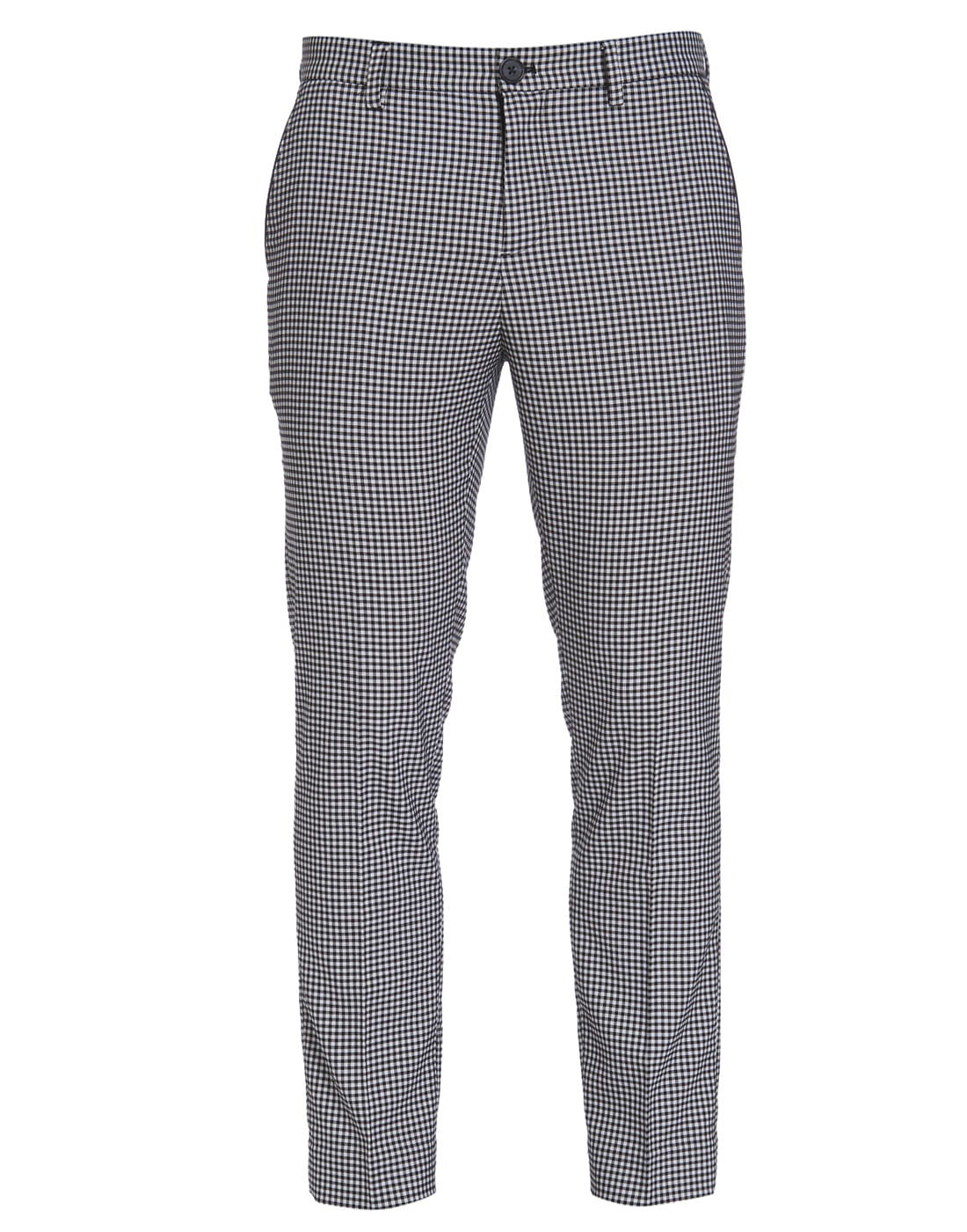 Gingham Print Slim Fit Trousers