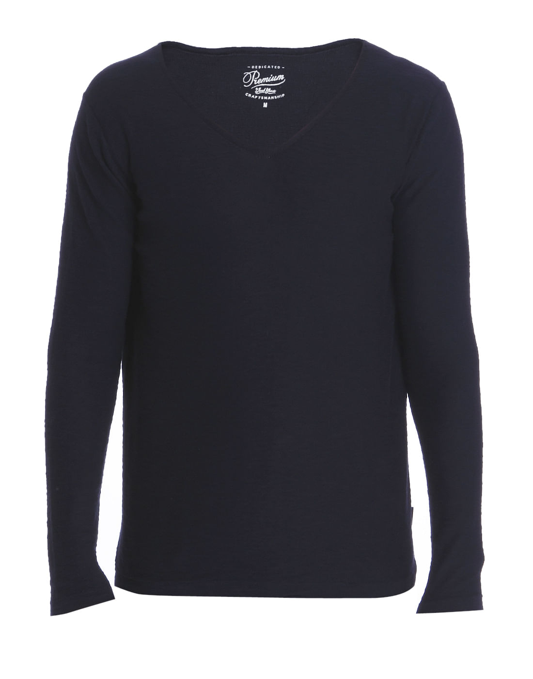 Dark Blue V-Neck Knit Pullover