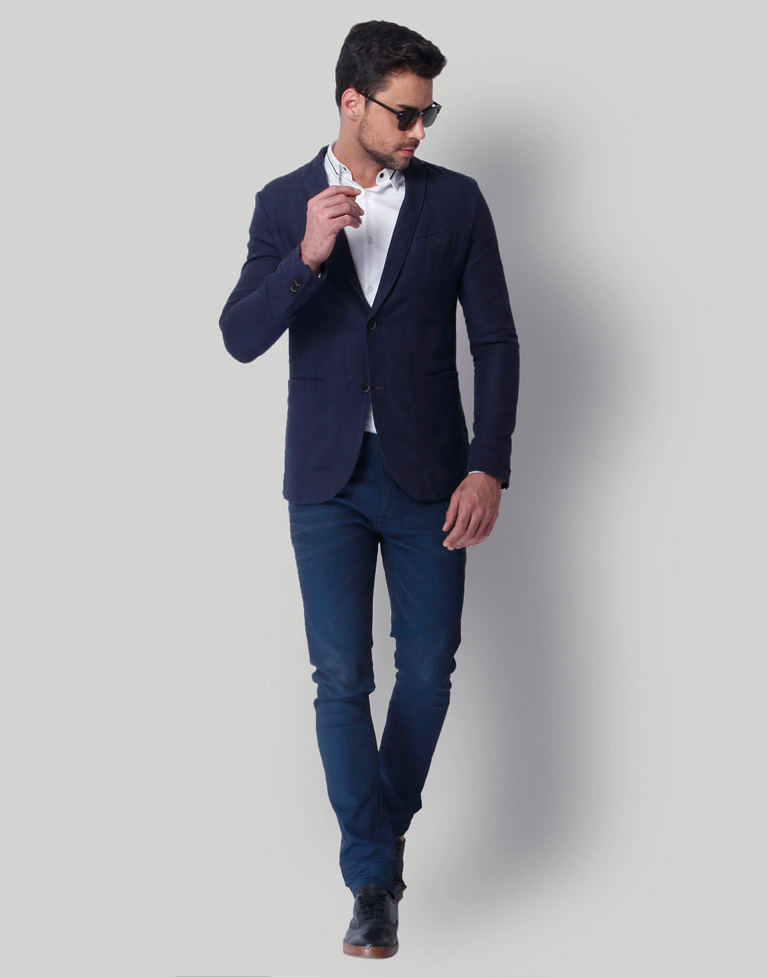 Dark Blue Linen Blazer
