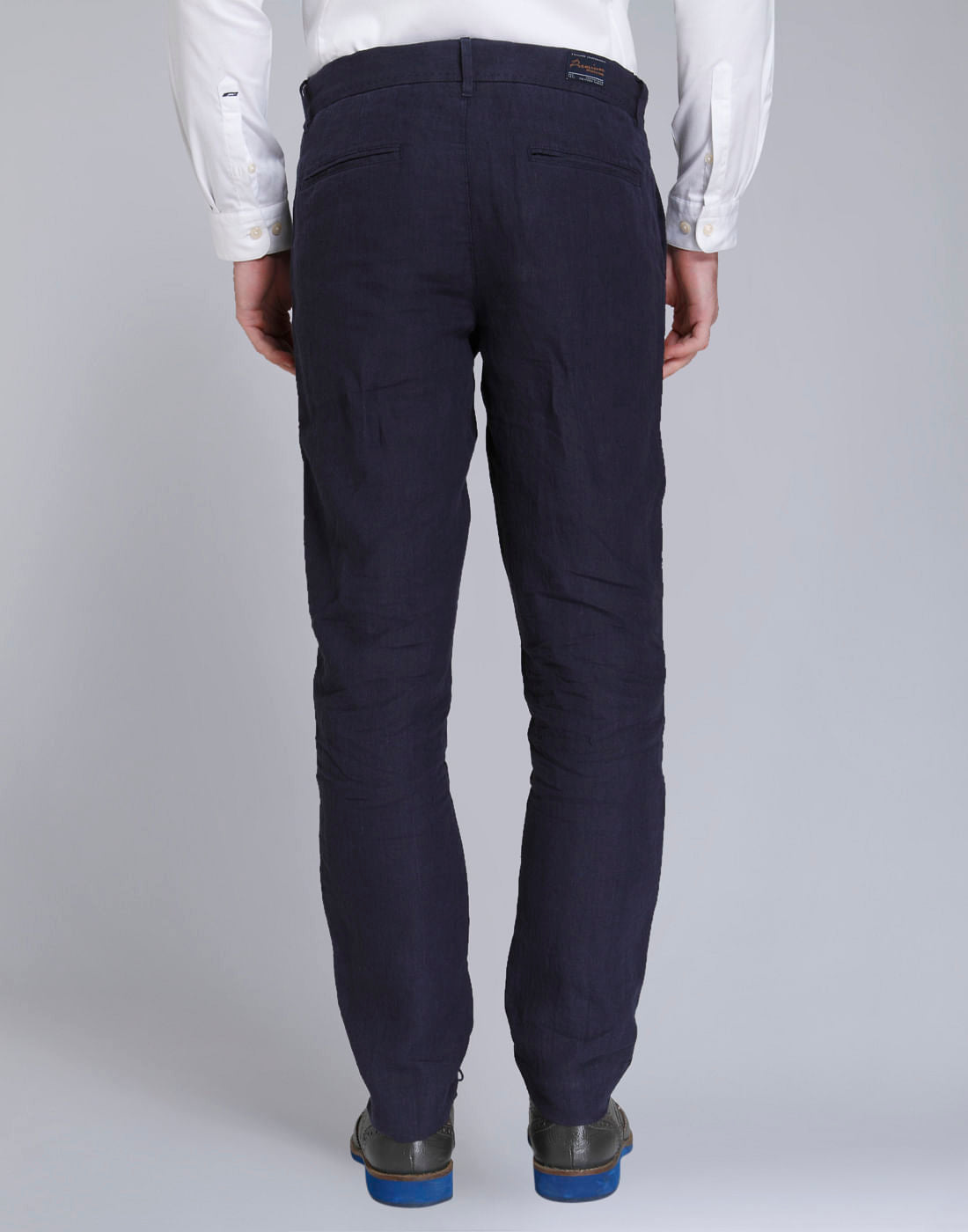 Dark Blue Regular Fit Linen Trousers