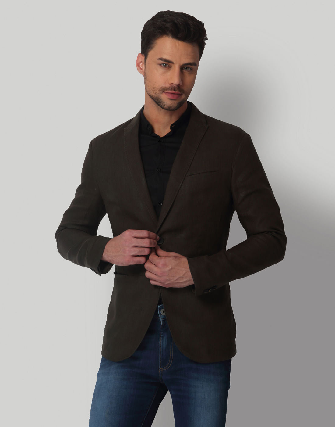 Dark Olive Green Linen Blazer