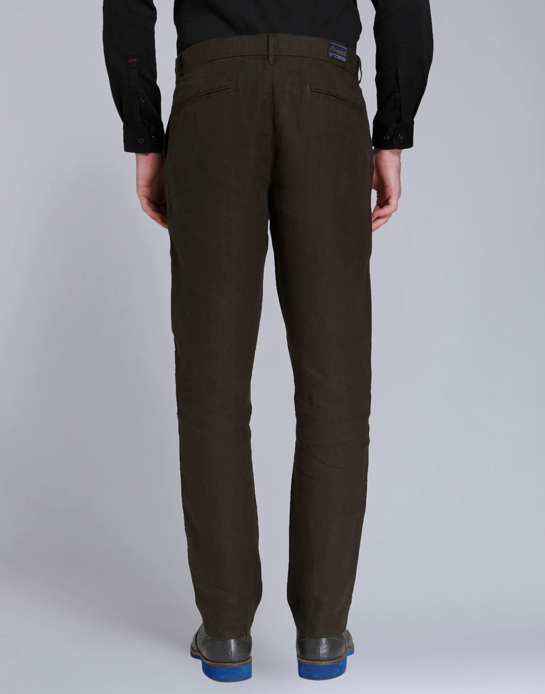 Olive Green Regular Fit Linen Trousers