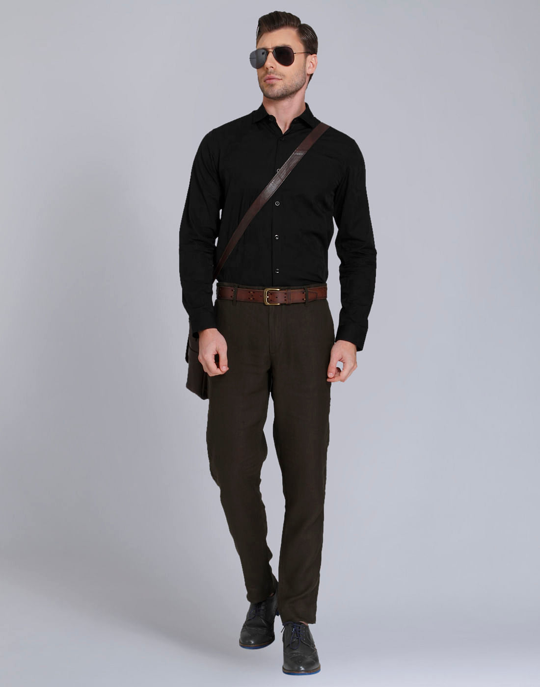 Olive Green Regular Fit Linen Trousers