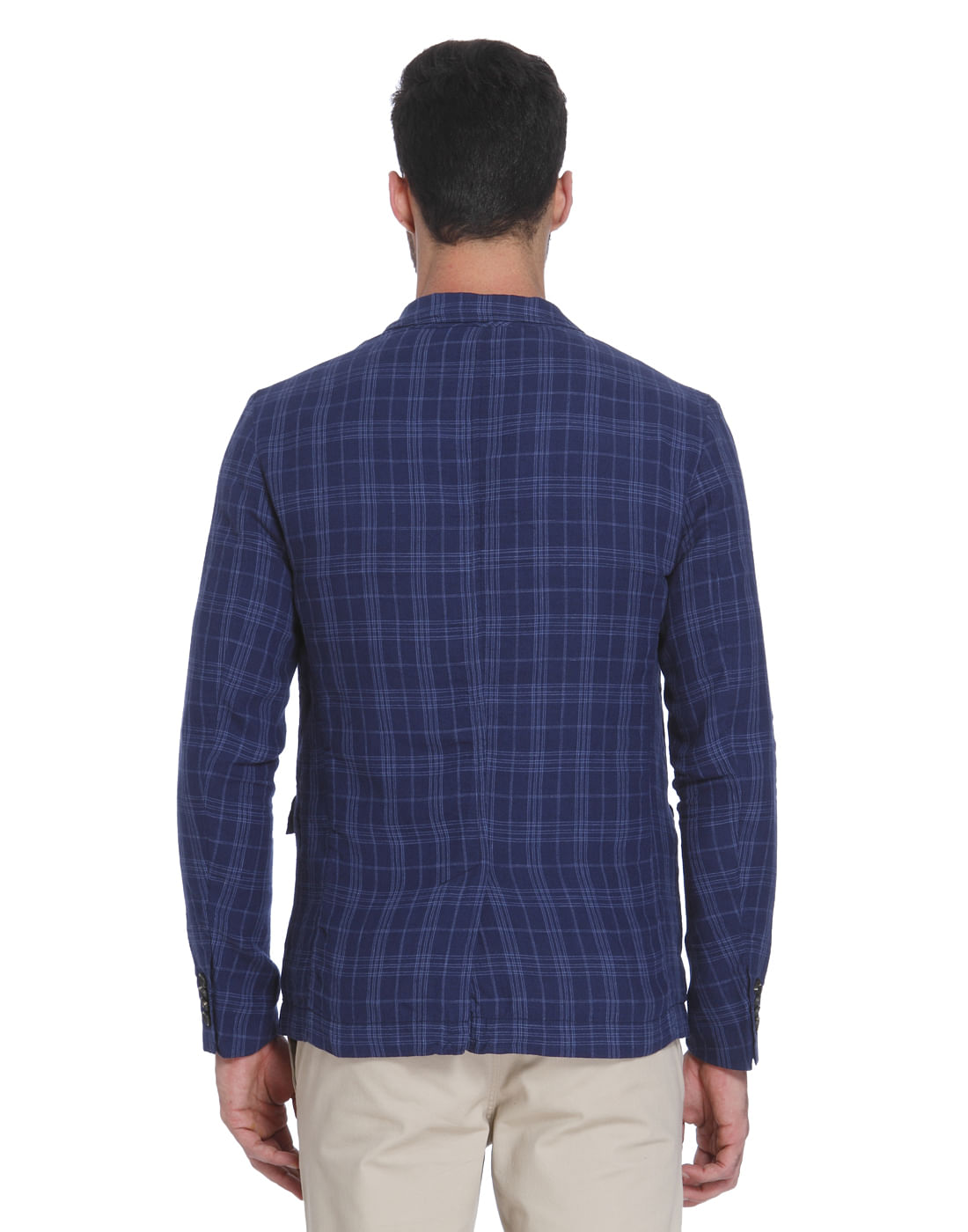 Blue Check Linen Blazer