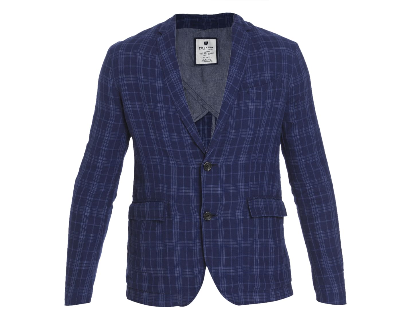 Blue Check Linen Blazer
