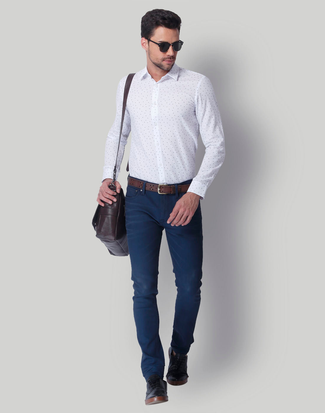 White All Over Print Slim Fit Shirt