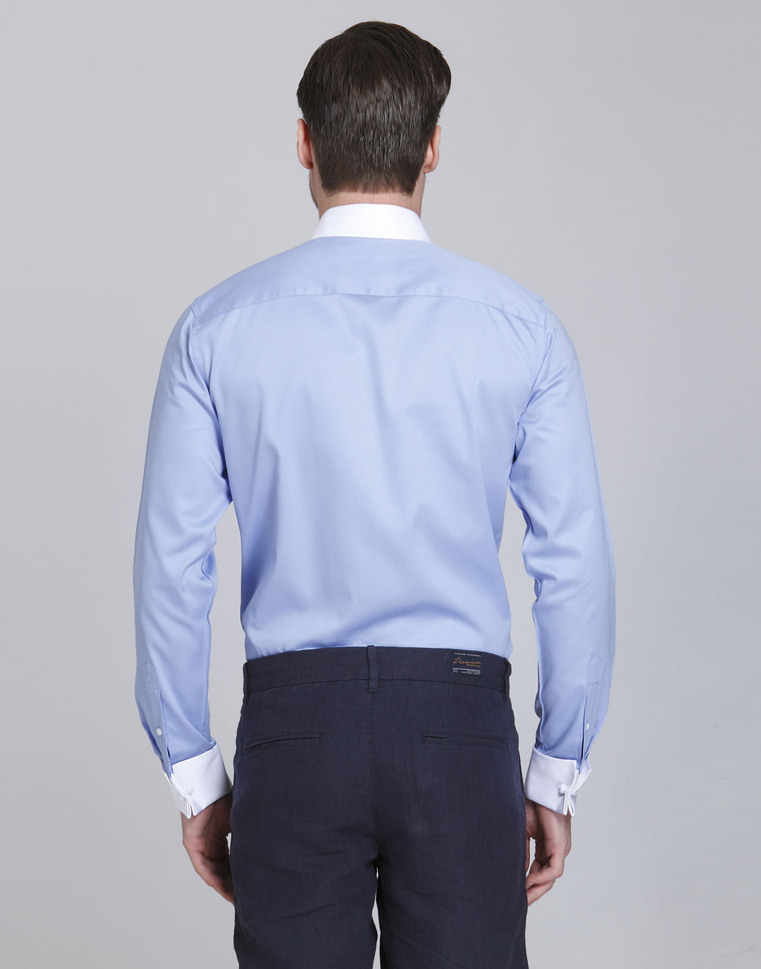 Light Blue With White Collar Slim Fit Shirt