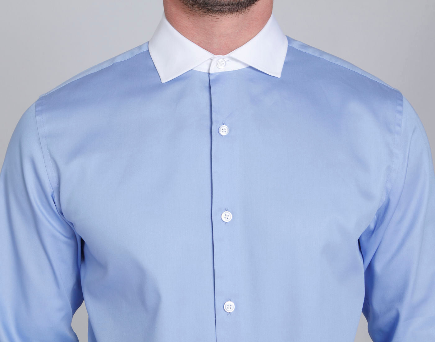Light Blue With White Collar Slim Fit Shirt