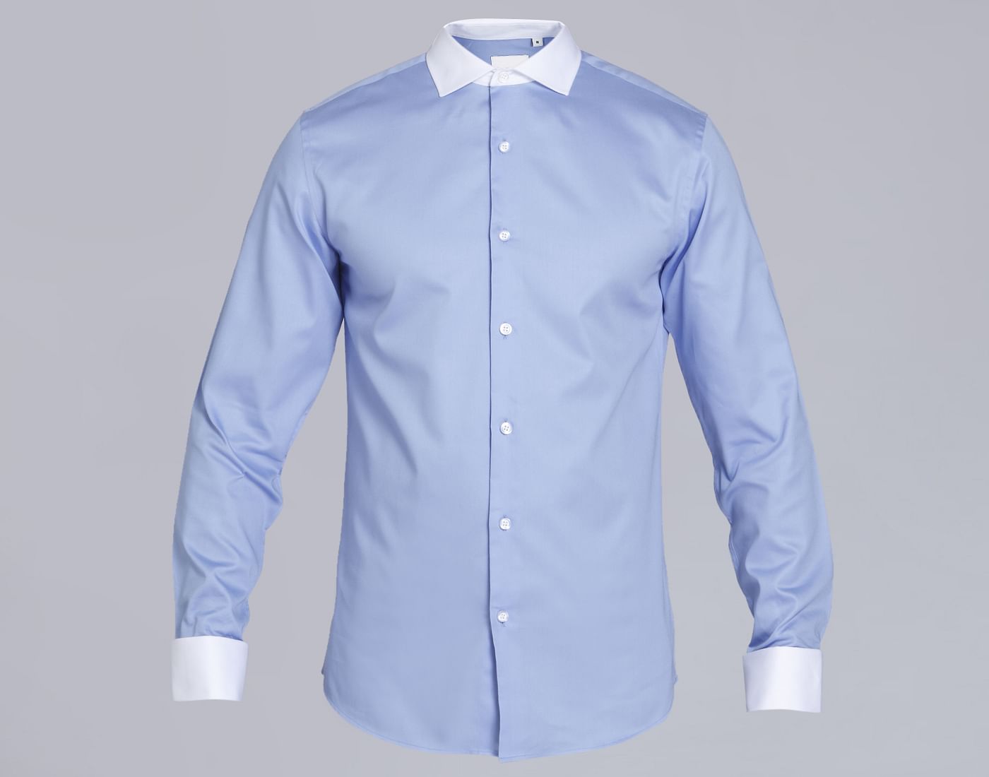 Light Blue With White Collar Slim Fit Shirt