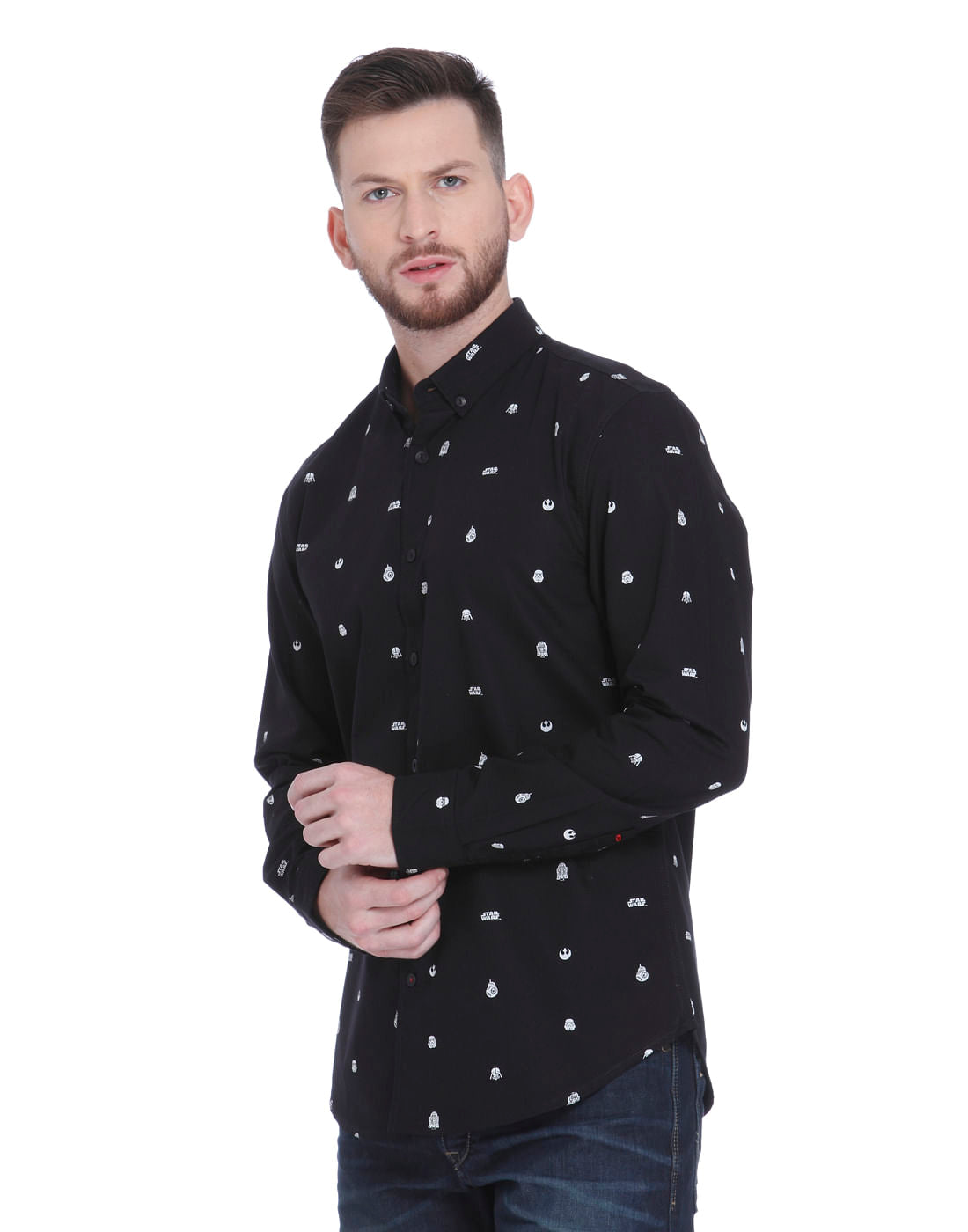 Star Wars Black All Over Print Slim Fit Shirt
