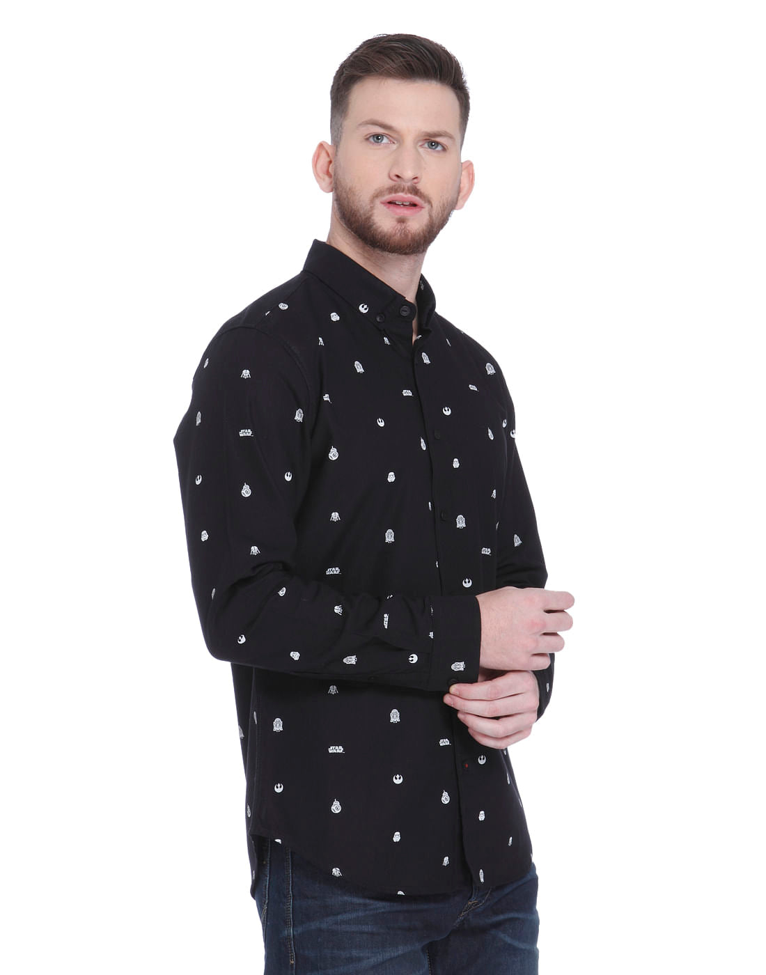 Star Wars Black All Over Print Slim Fit Shirt