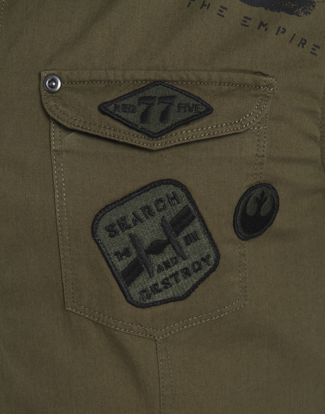 Star Wars Army Green Graphic Print Slim Fit Shirt