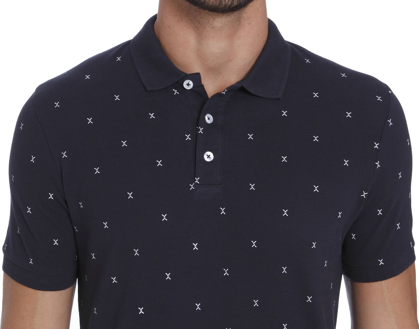 Dark Blue All Over Print Polo T-Shirt