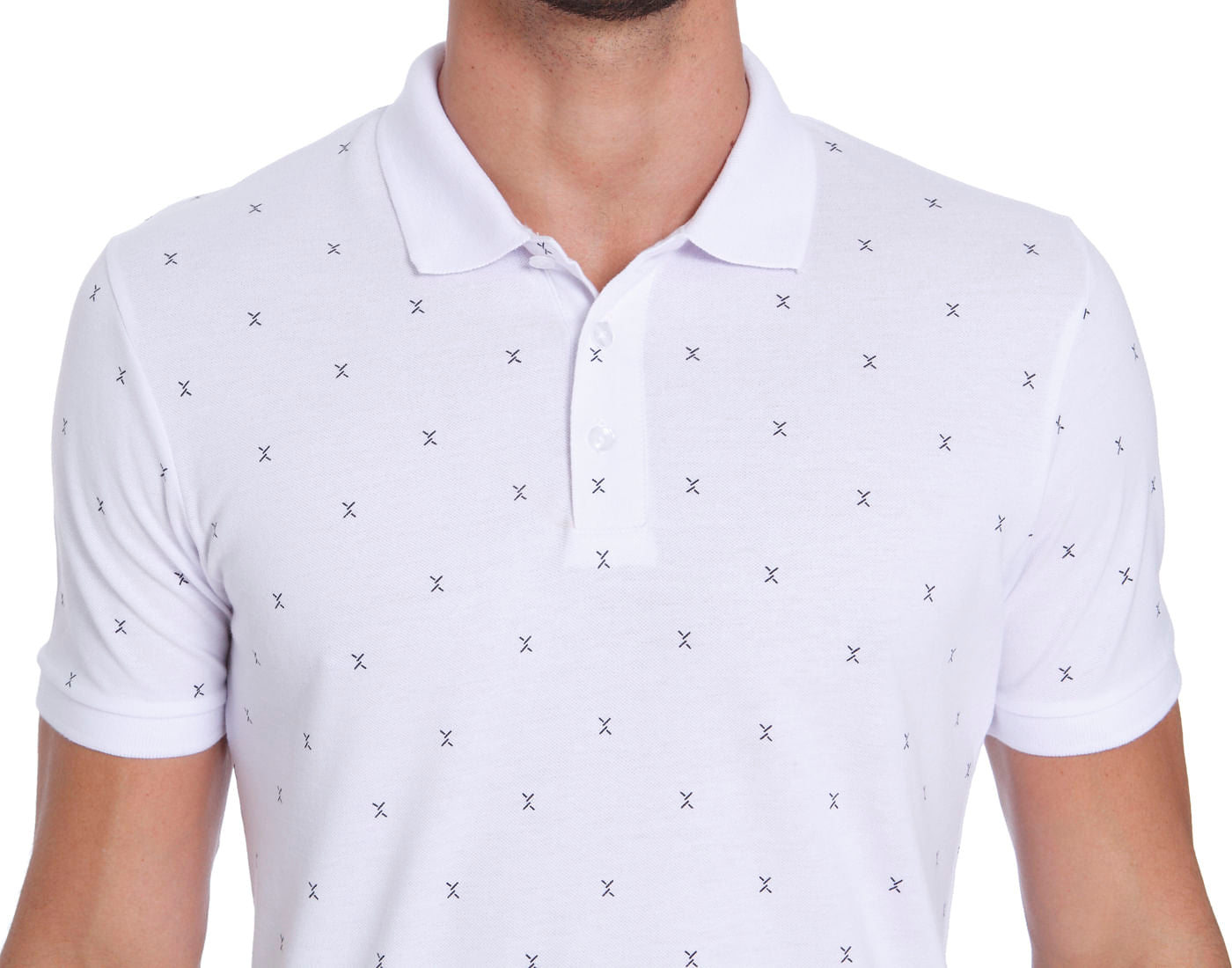 White All Over Print Polo T-Shirt