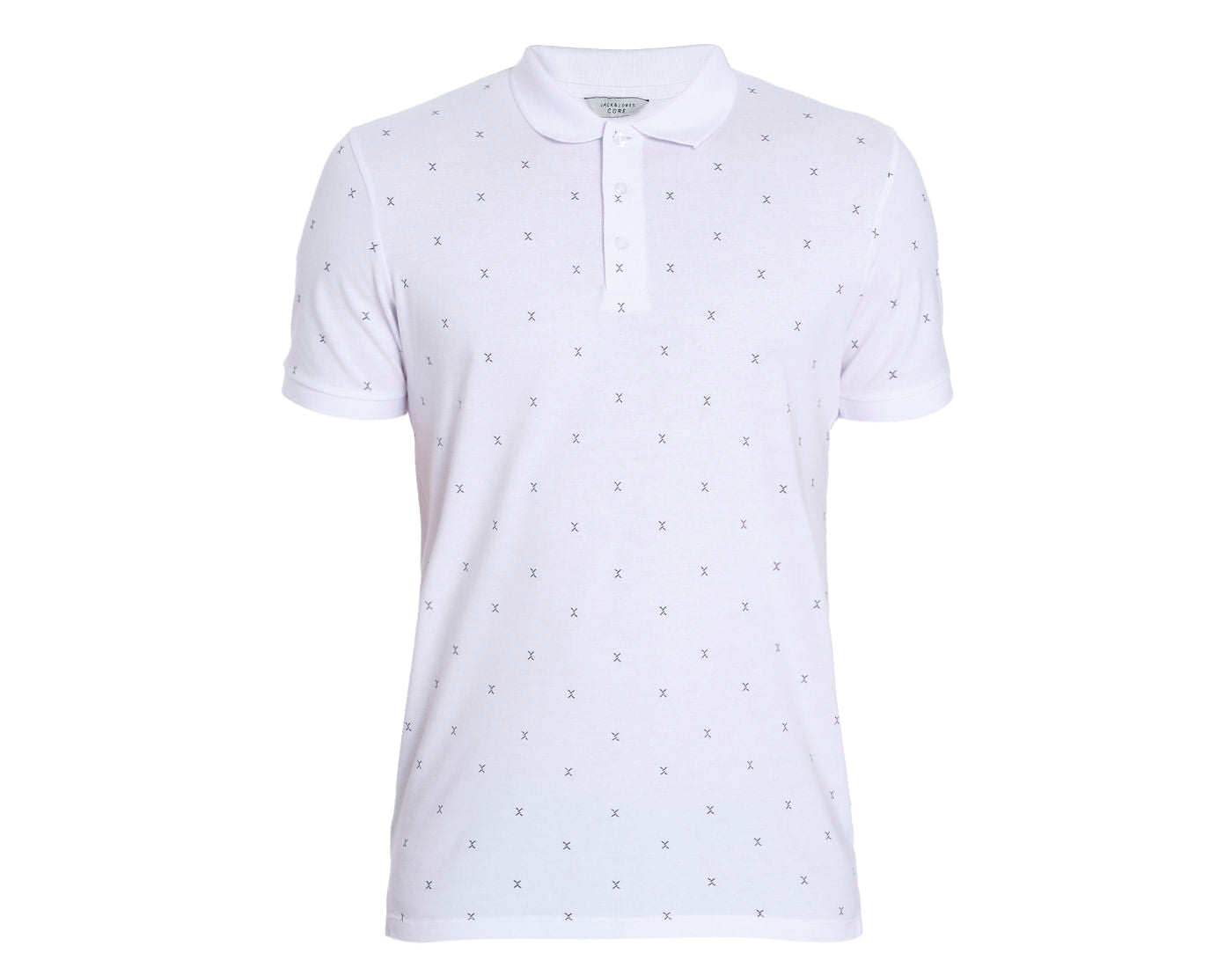 White All Over Print Polo T-Shirt