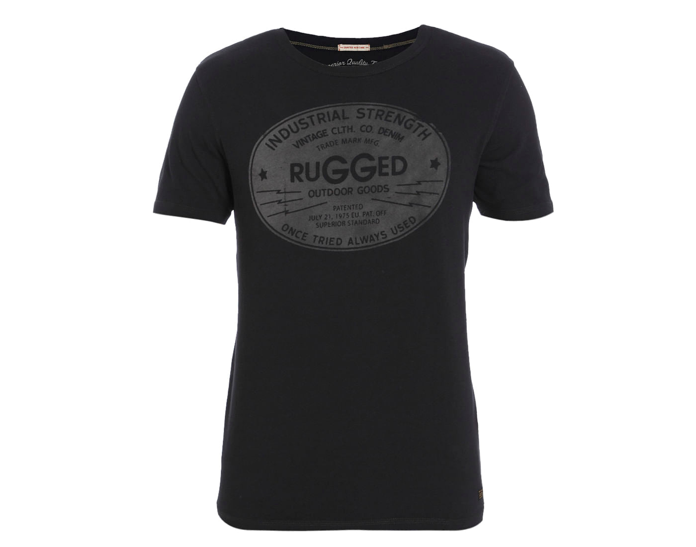 Black Text Print Crew Neck T-Shirt