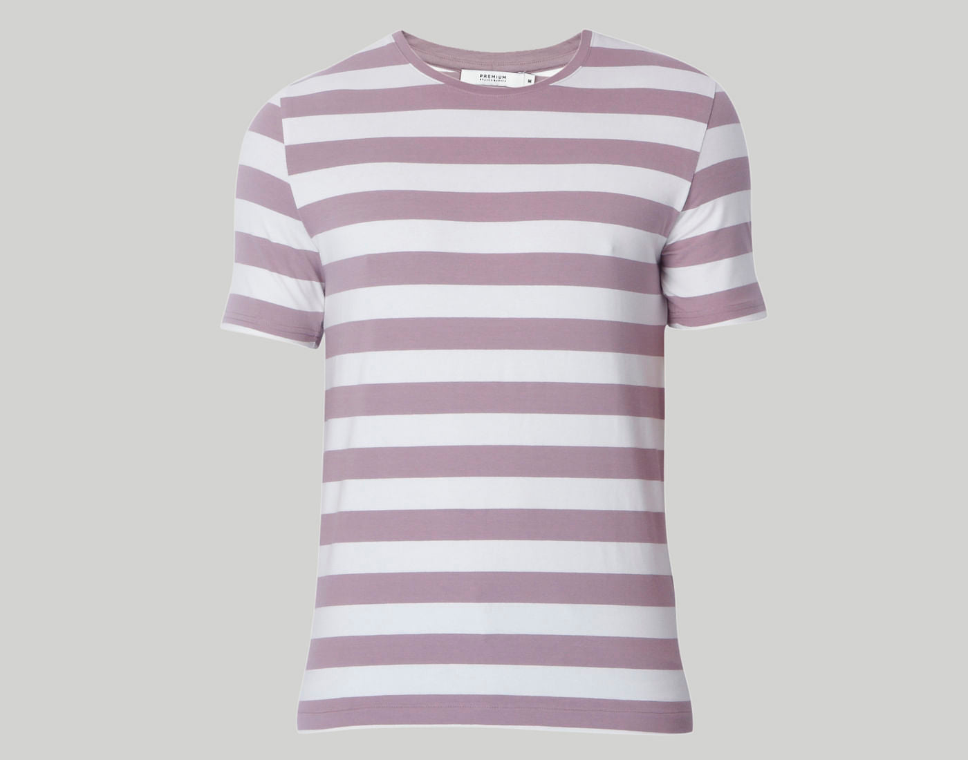 Mauve Striped Crew Neck T-Shirt