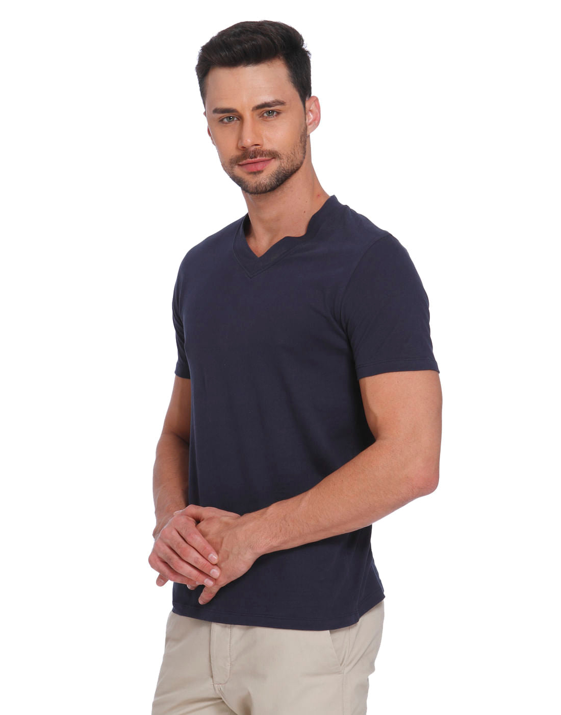 Dark Blue V-Neck T-Shirt
