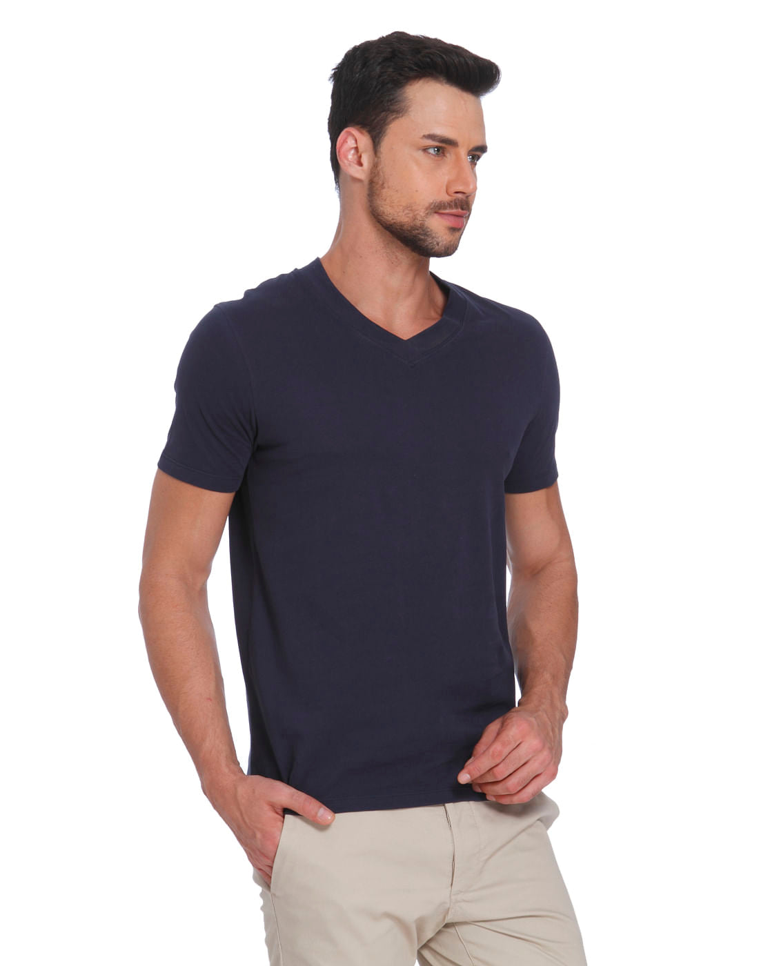 Dark Blue V-Neck T-Shirt