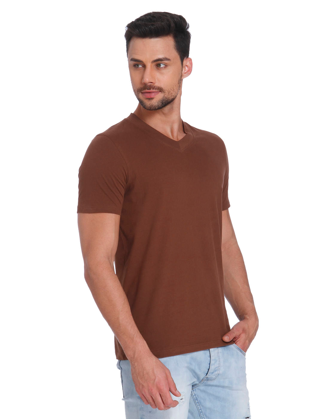 Brown V-Neck T-Shirt