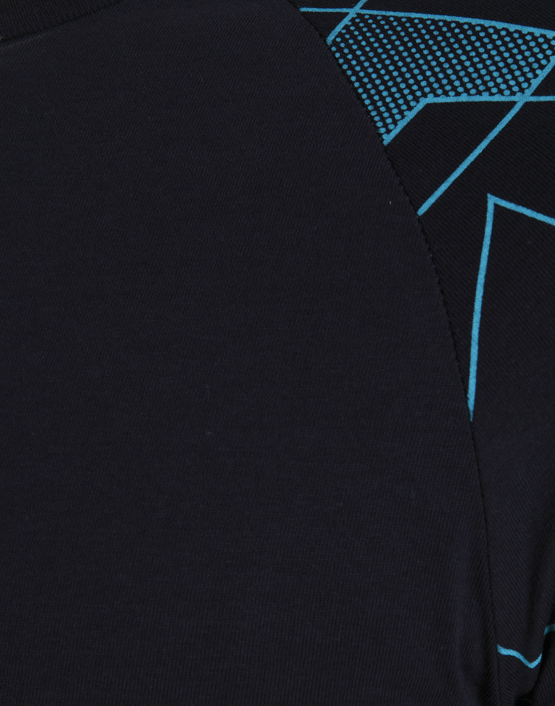Dark Blue Printed Sleeved Crew Neck T-Shirt