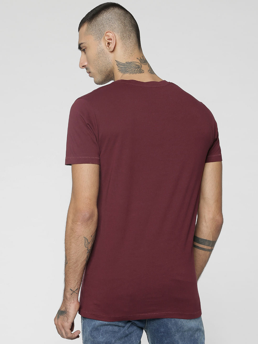 Maroon Graphic Print Crew Neck T-Shirt